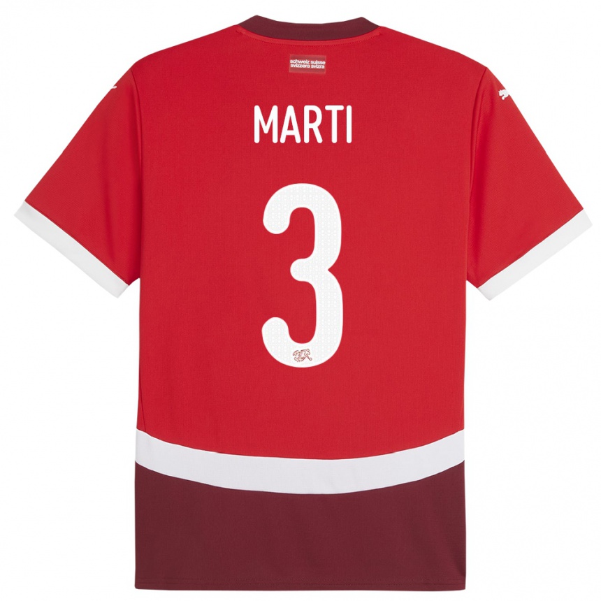 Kids Football Switzerland Lara Marti #3 Red Home Jersey 24-26 T-Shirt Za