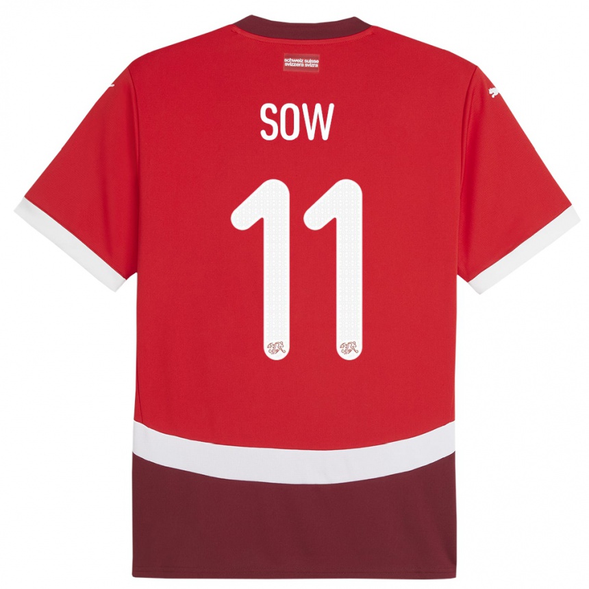 Kids Football Switzerland Coumba Sow #11 Red Home Jersey 24-26 T-Shirt Za