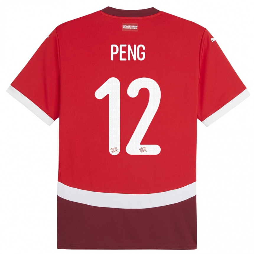 Kids Football Switzerland Livia Peng #12 Red Home Jersey 24-26 T-Shirt Za