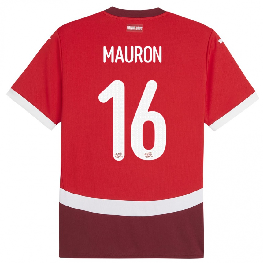 Kids Football Switzerland Sandrine Mauron #16 Red Home Jersey 24-26 T-Shirt Za