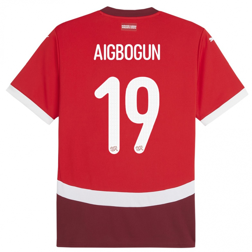 Kids Football Switzerland Eseosa Aigbogun #19 Red Home Jersey 24-26 T-Shirt Za