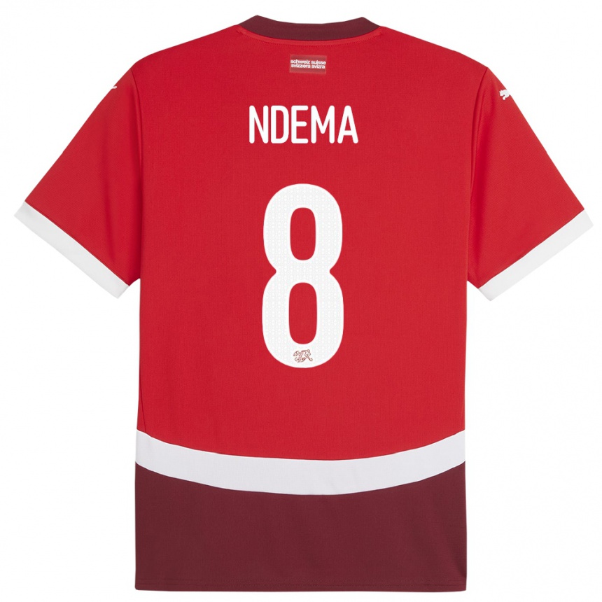 Kids Football Switzerland Lois Ndema #8 Red Home Jersey 24-26 T-Shirt Za