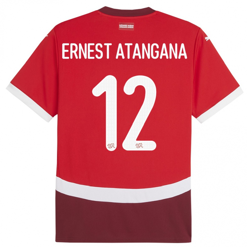 Kids Football Switzerland Brian Ernest Atangana #12 Red Home Jersey 24-26 T-Shirt Za