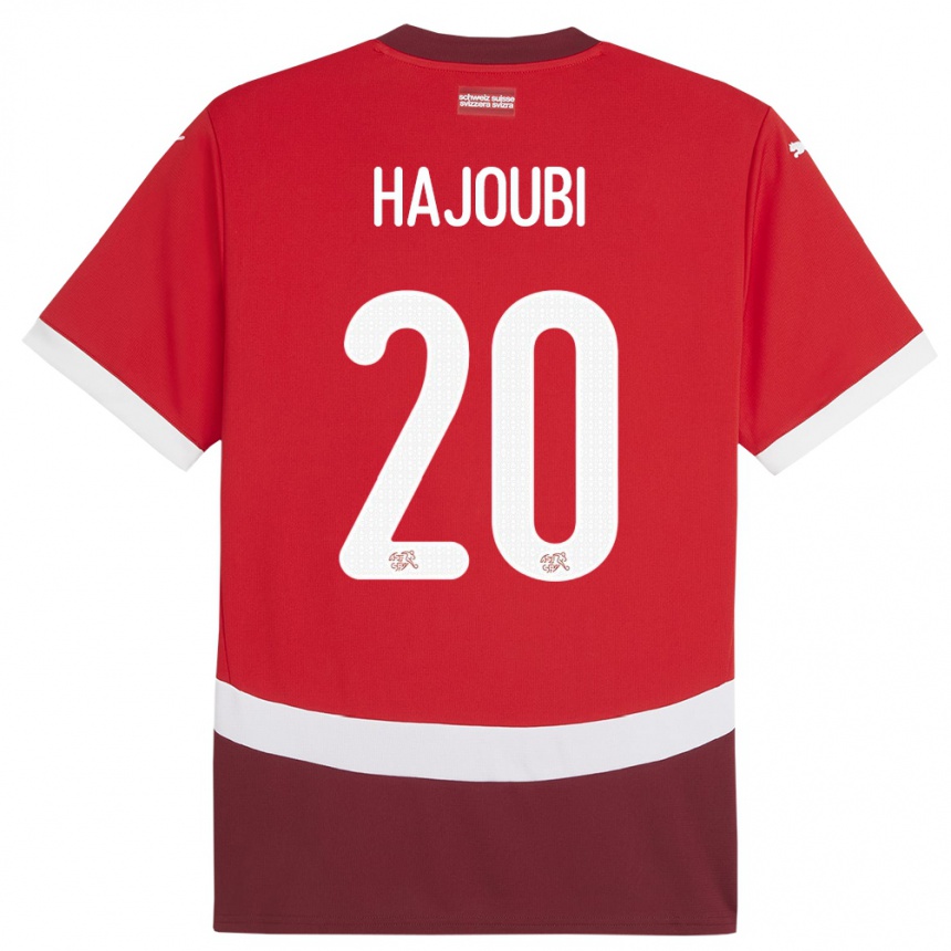 Kids Football Switzerland Amin Hajoubi #20 Red Home Jersey 24-26 T-Shirt Za