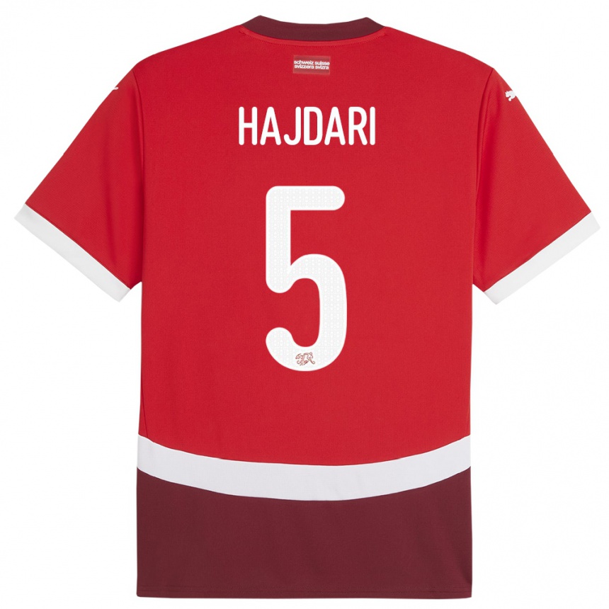 Kids Football Switzerland Albian Hajdari #5 Red Home Jersey 24-26 T-Shirt Za