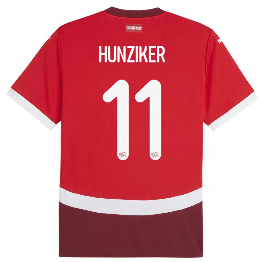 Kids Football Switzerland Andrin Hunziker #11 Red Home Jersey 24-26 T-Shirt Za