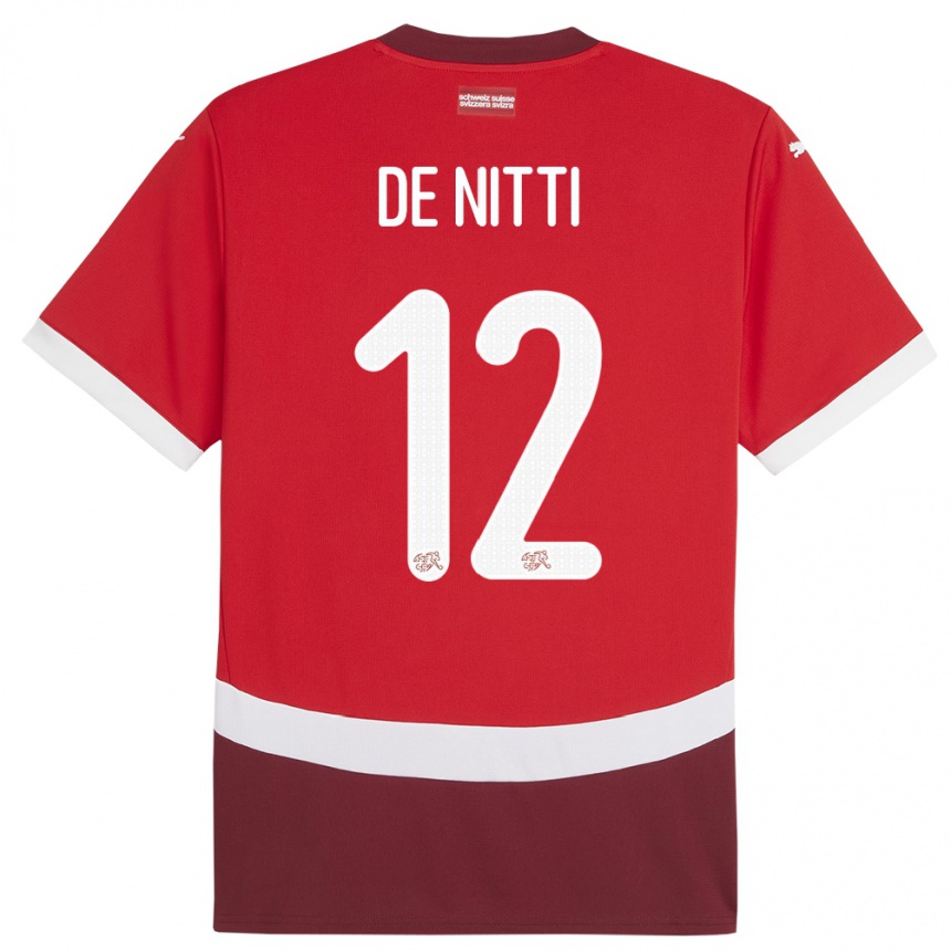 Kids Football Switzerland Gianni De Nitti #12 Red Home Jersey 24-26 T-Shirt Za