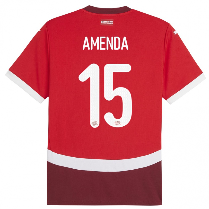 Kids Football Switzerland Aurele Amenda #15 Red Home Jersey 24-26 T-Shirt Za