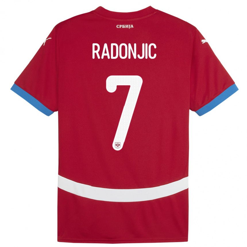 Kids Football Serbia Nemanja Radonjic #7 Red Home Jersey 24-26 T-Shirt Za