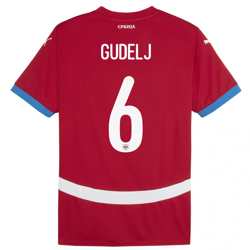 Kids Football Serbia Nemanja Gudelj #6 Red Home Jersey 24-26 T-Shirt Za