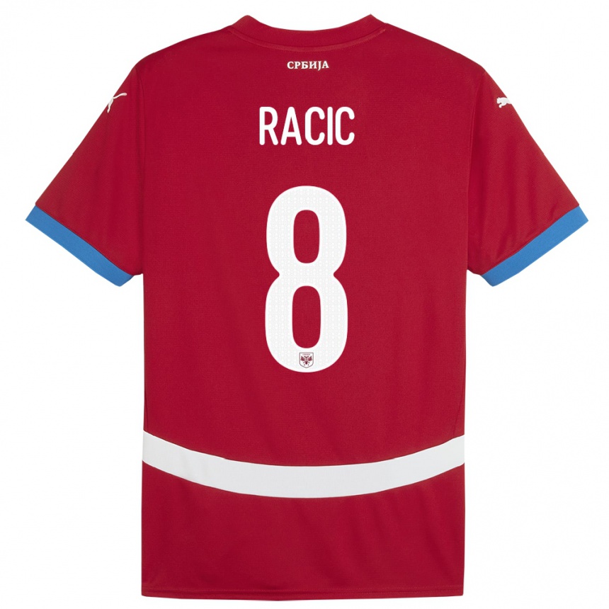 Kids Football Serbia Uros Racic #8 Red Home Jersey 24-26 T-Shirt Za