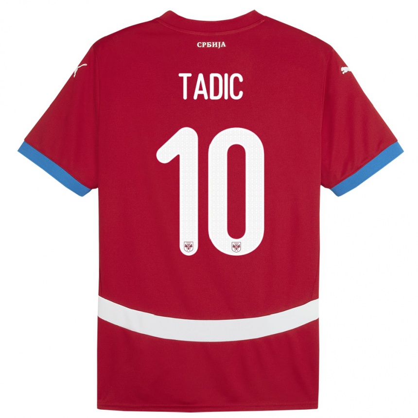 Kids Football Serbia Dusan Tadic #10 Red Home Jersey 24-26 T-Shirt Za