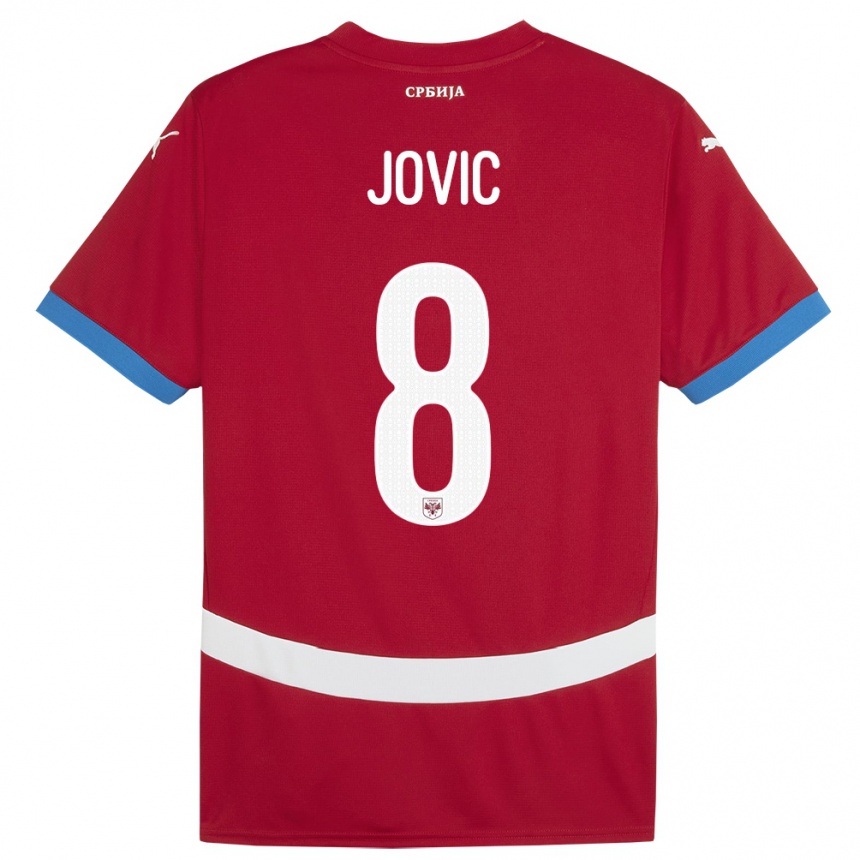 Kids Football Serbia Luka Jovic #8 Red Home Jersey 24-26 T-Shirt Za