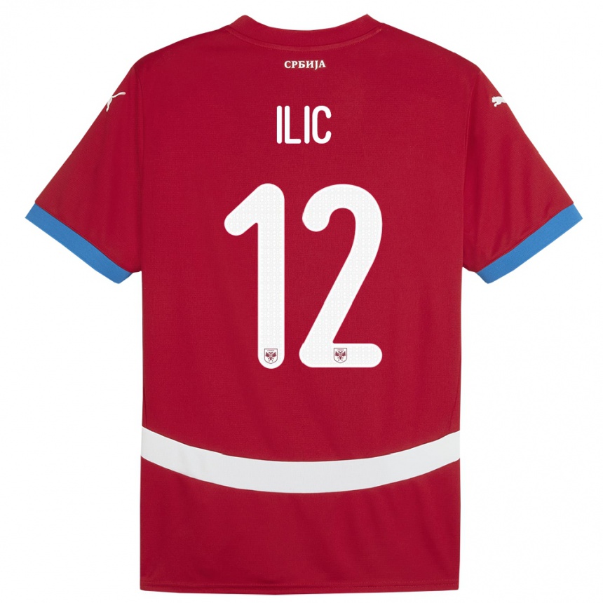 Kids Football Serbia Marko Ilic #12 Red Home Jersey 24-26 T-Shirt Za