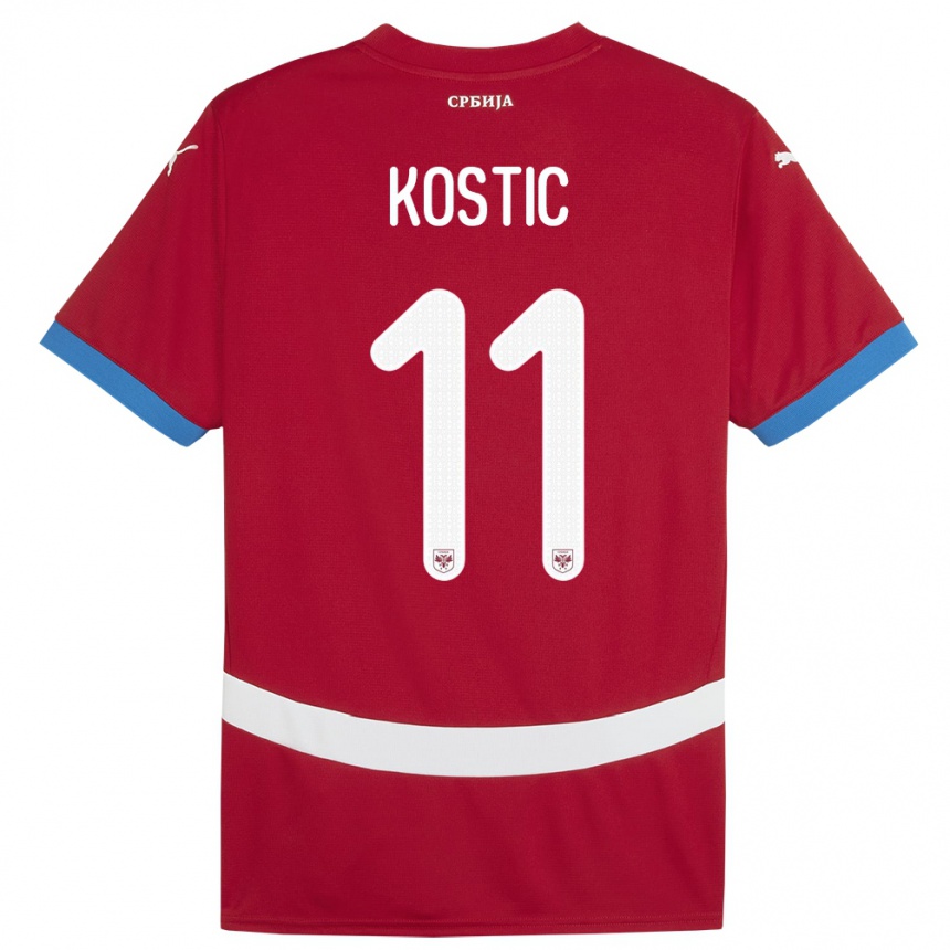 Kids Football Serbia Filip Kostic #11 Red Home Jersey 24-26 T-Shirt Za