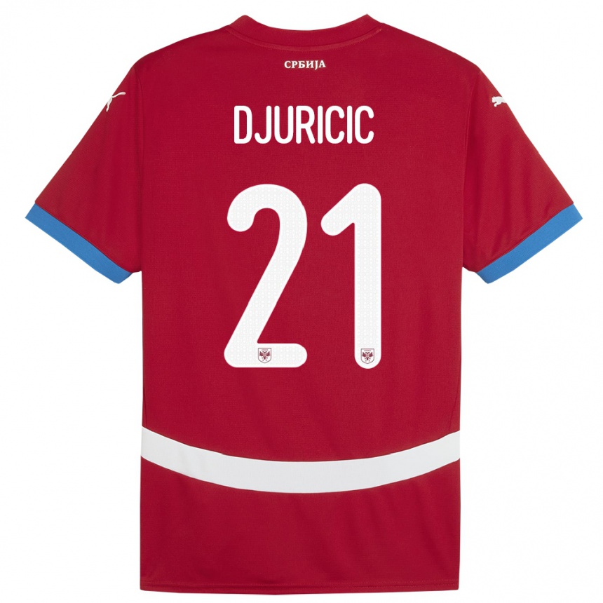 Kids Football Serbia Filip Djuricic #21 Red Home Jersey 24-26 T-Shirt Za