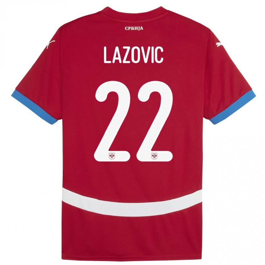 Kids Football Serbia Darko Lazovic #22 Red Home Jersey 24-26 T-Shirt Za