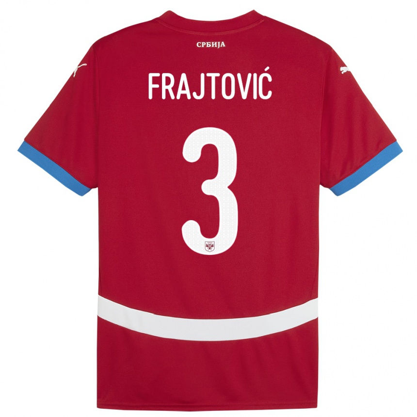 Kids Football Serbia Andela Frajtovic #3 Red Home Jersey 24-26 T-Shirt Za