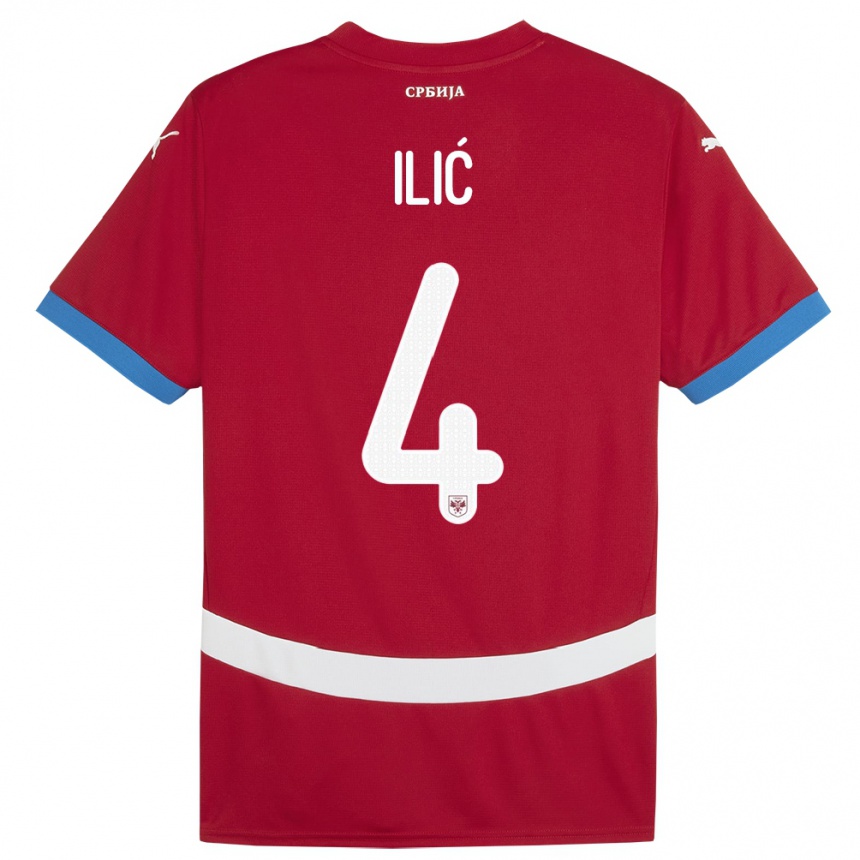 Kids Football Serbia Marija Ilic #4 Red Home Jersey 24-26 T-Shirt Za