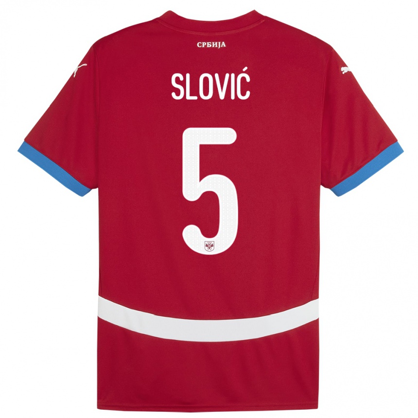 Kids Football Serbia Violeta Slovic #5 Red Home Jersey 24-26 T-Shirt Za