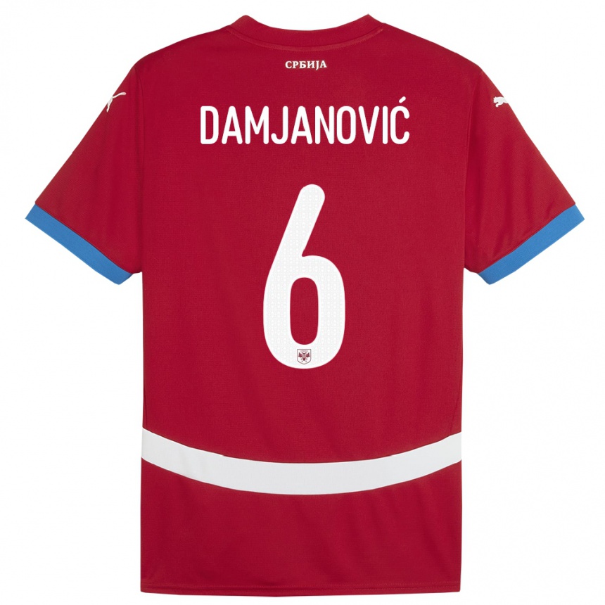 Kids Football Serbia Nevena Damjanovic #6 Red Home Jersey 24-26 T-Shirt Za