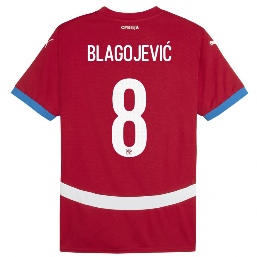 Kids Football Serbia Dina Blagojevic #8 Red Home Jersey 24-26 T-Shirt Za