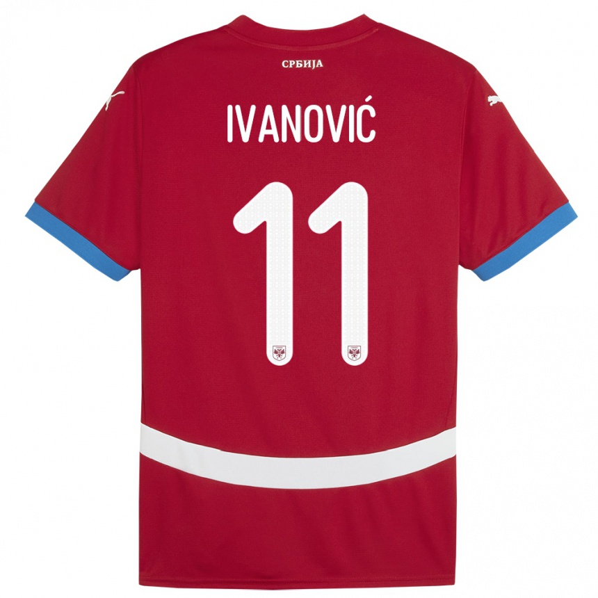 Kids Football Serbia Miljana Ivanovic #11 Red Home Jersey 24-26 T-Shirt Za