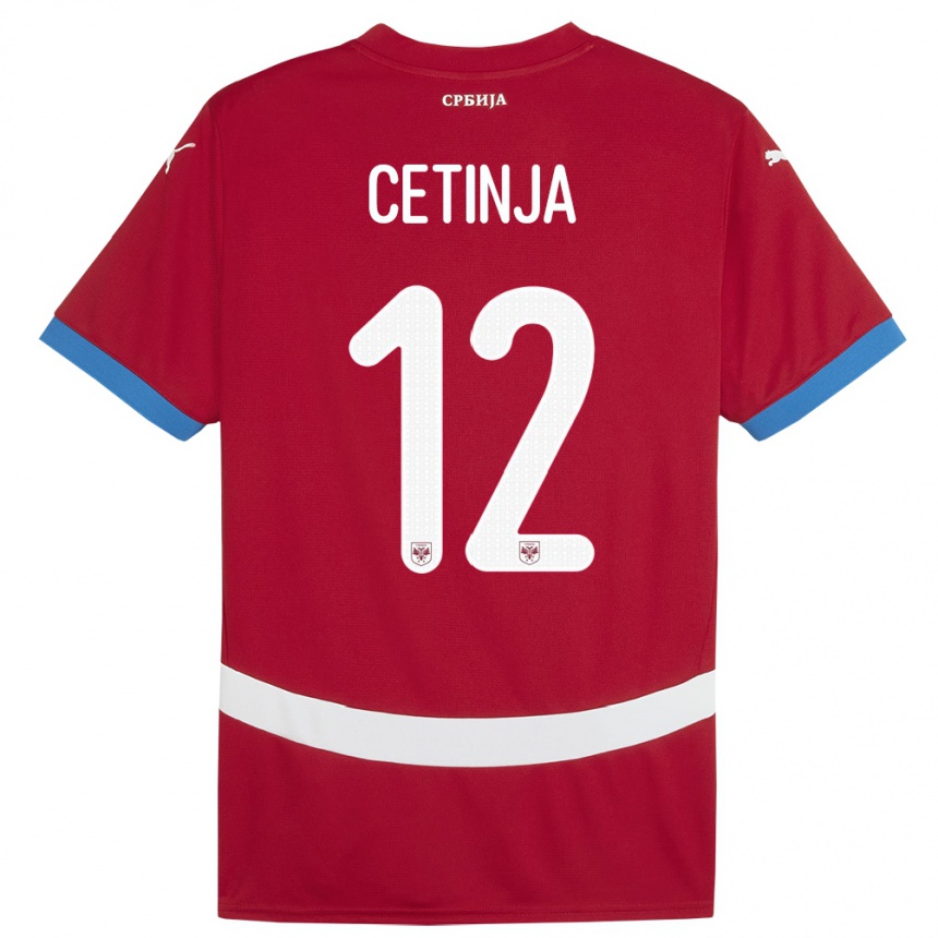 Kids Football Serbia Sara Cetinja #12 Red Home Jersey 24-26 T-Shirt Za