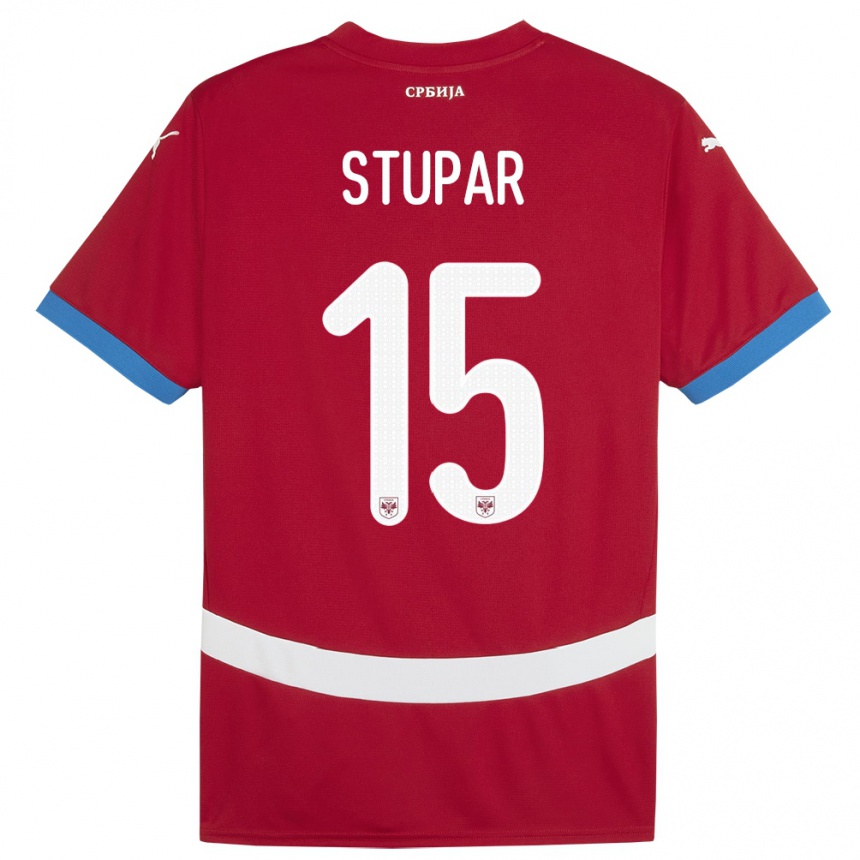 Kids Football Serbia Zivana Stupar #15 Red Home Jersey 24-26 T-Shirt Za