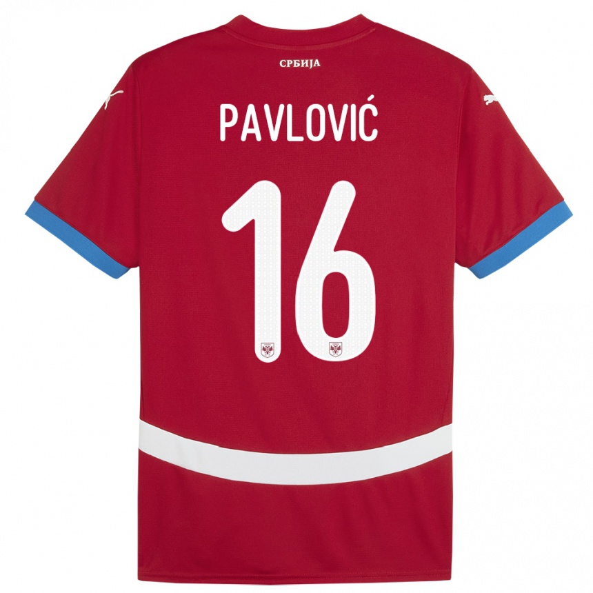 Kids Football Serbia Sara Pavlovic #16 Red Home Jersey 24-26 T-Shirt Za