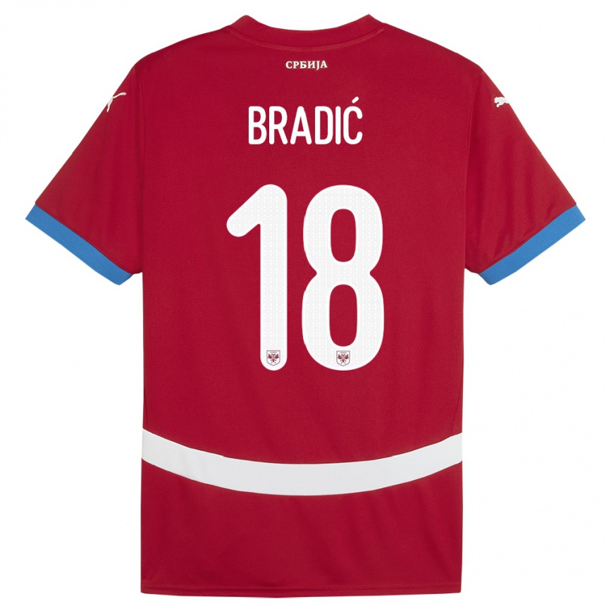 Kids Football Serbia Biljana Bradic #18 Red Home Jersey 24-26 T-Shirt Za