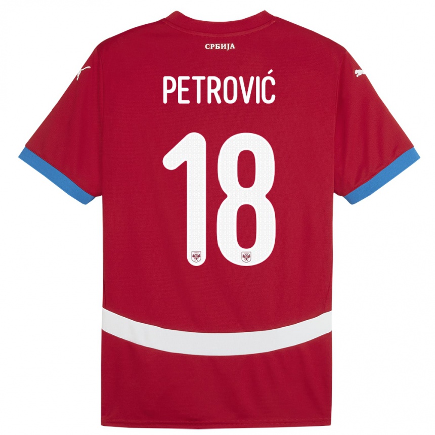 Kids Football Serbia Emilija Petrovic #18 Red Home Jersey 24-26 T-Shirt Za