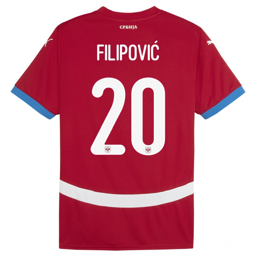 Kids Football Serbia Tijana Filipovic #20 Red Home Jersey 24-26 T-Shirt Za