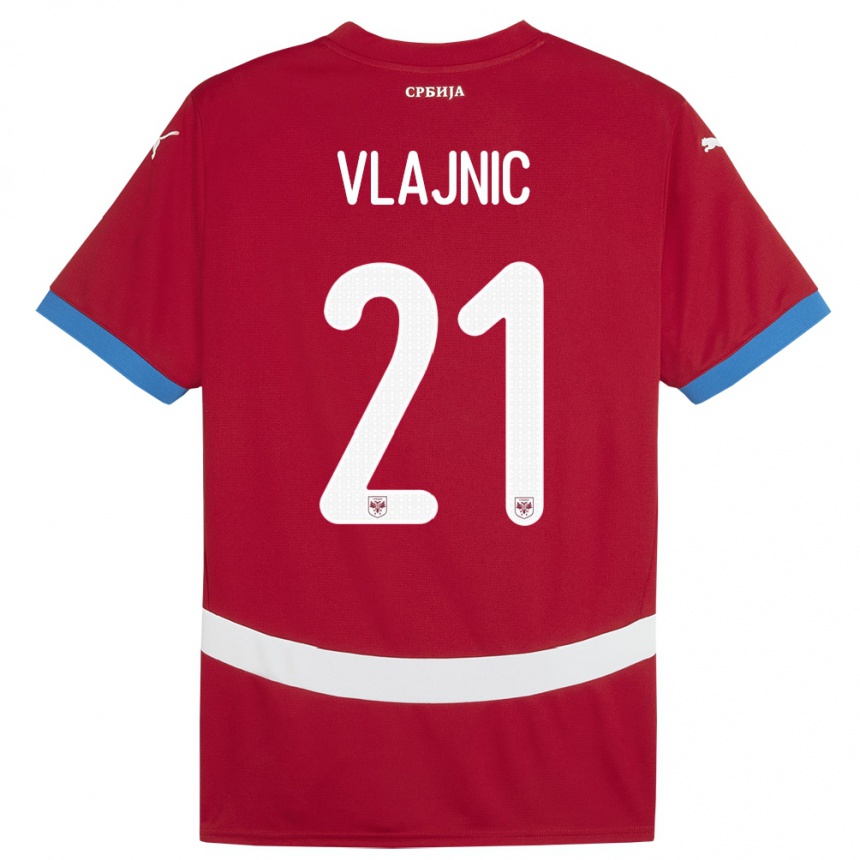 Kids Football Serbia Tyla Jay Vlajnic #21 Red Home Jersey 24-26 T-Shirt Za