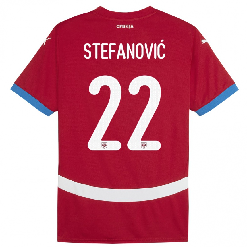 Kids Football Serbia Dejana Stefanovic #22 Red Home Jersey 24-26 T-Shirt Za