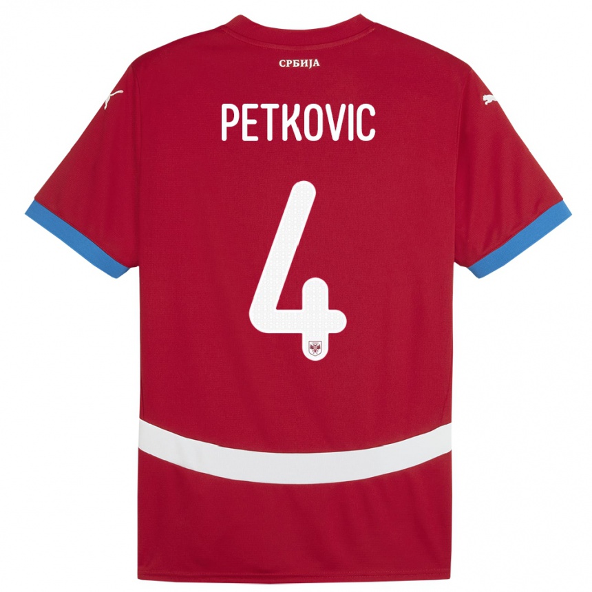 Kids Football Serbia Nikola Petkovic #4 Red Home Jersey 24-26 T-Shirt Za