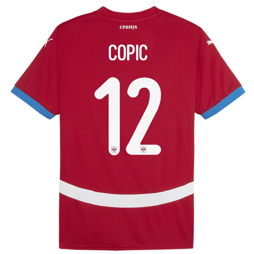 Kids Football Serbia Marko Copic #12 Red Home Jersey 24-26 T-Shirt Za