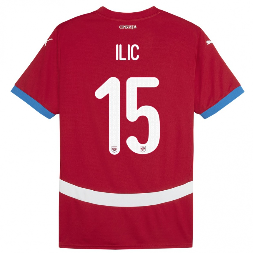 Kids Football Serbia Mihajlo Ilic #15 Red Home Jersey 24-26 T-Shirt Za