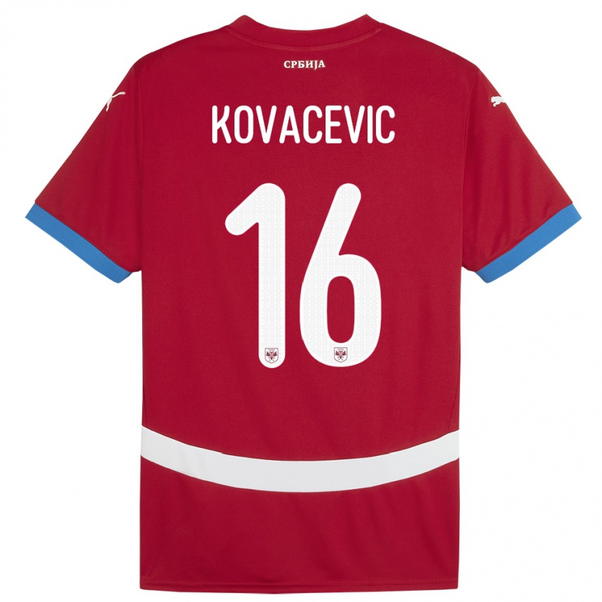 Kids Football Serbia Bojan Kovacevic #16 Red Home Jersey 24-26 T-Shirt Za