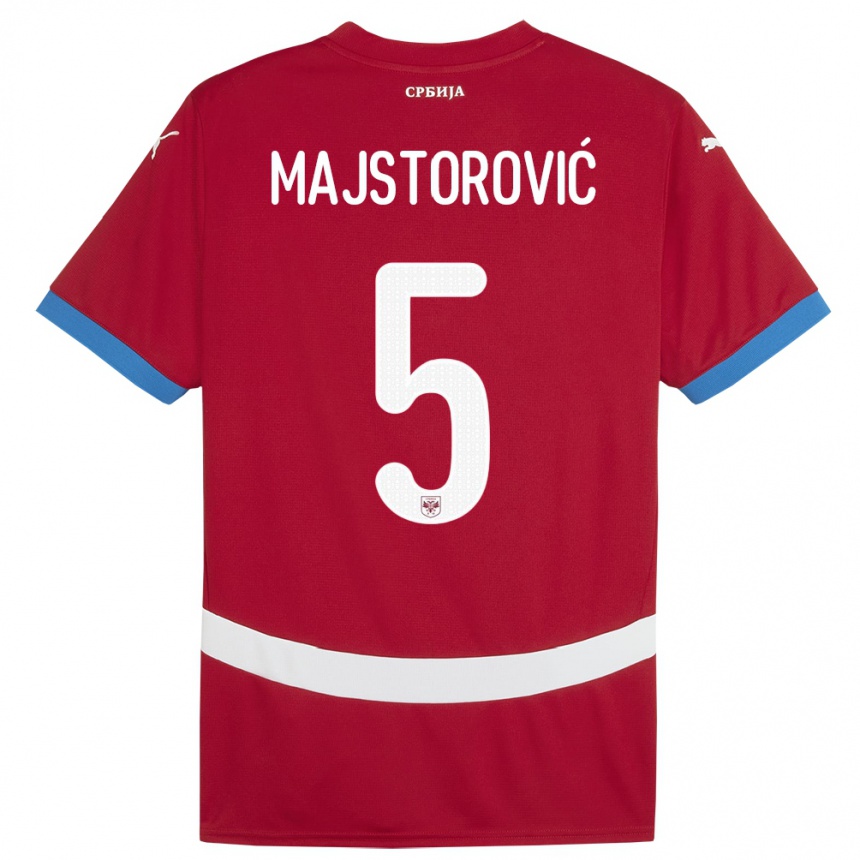 Kids Football Serbia Milan Majstorovic #5 Red Home Jersey 24-26 T-Shirt Za