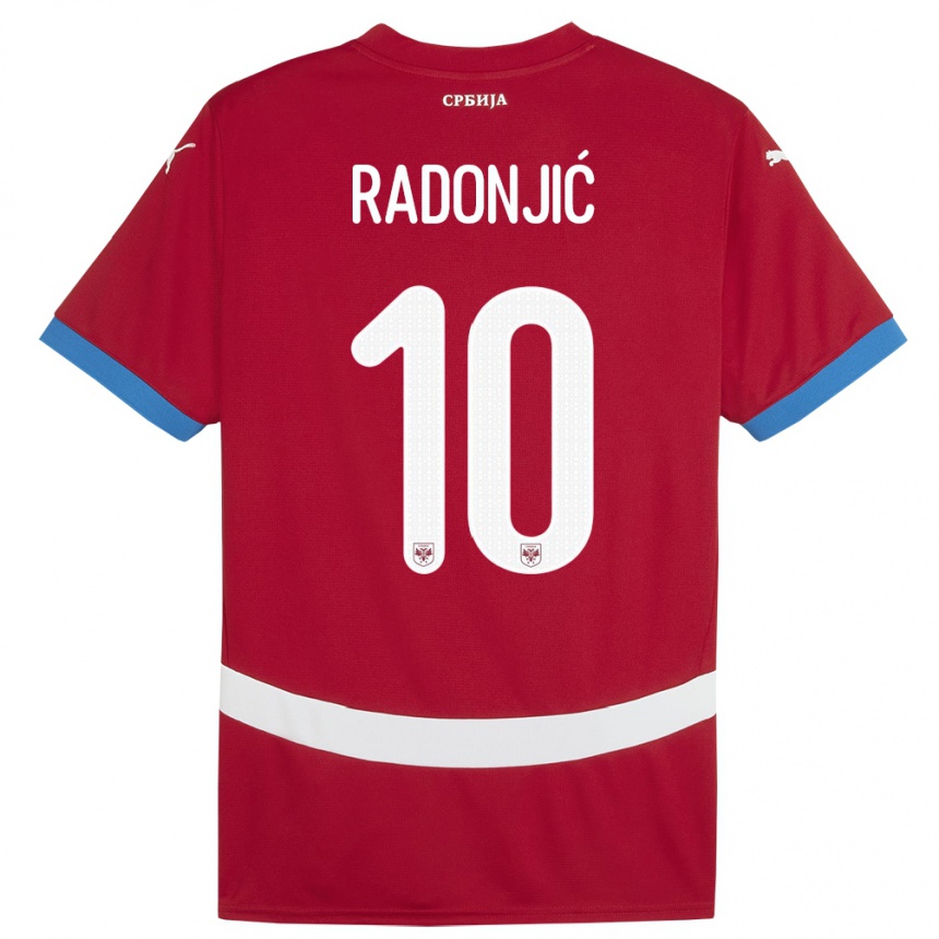 Kids Football Serbia Mateja Radonjic #10 Red Home Jersey 24-26 T-Shirt Za