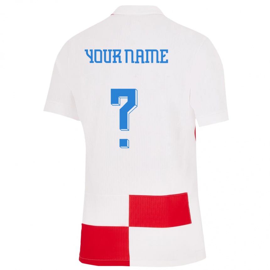 Kids Football Croatia Your Name #0 White Red Home Jersey 24-26 T-Shirt Za