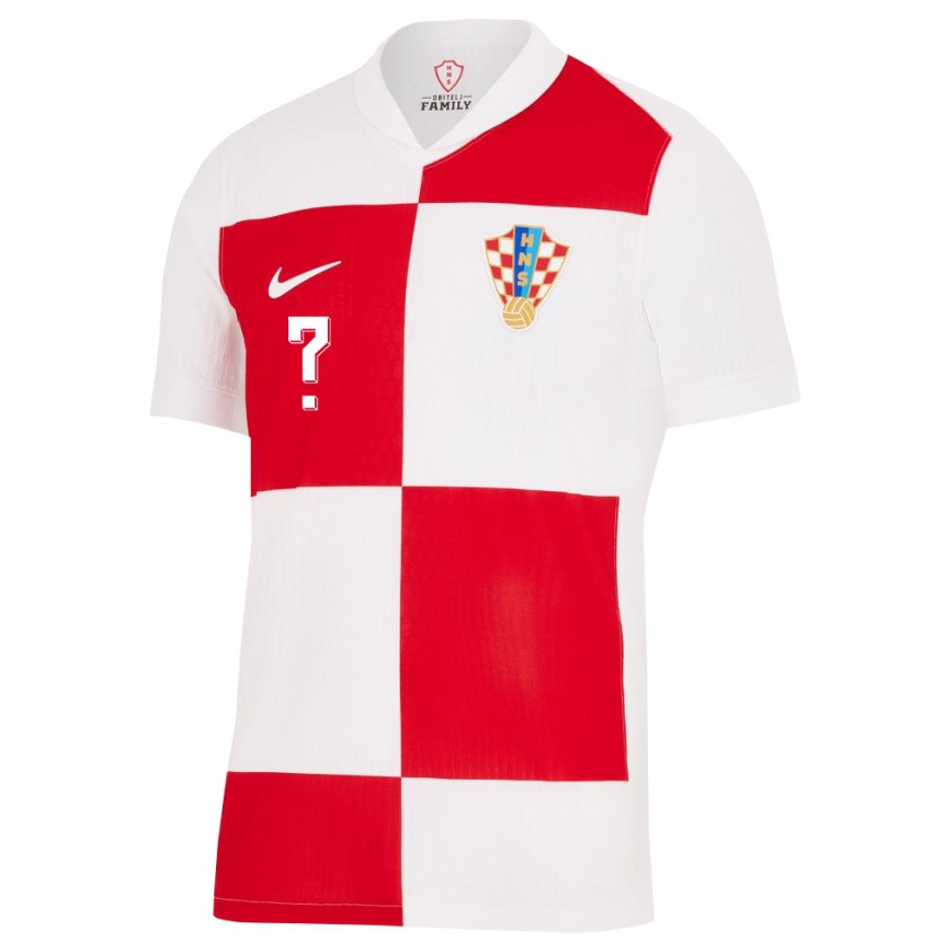 Kids Football Croatia Your Name #0 White Red Home Jersey 24-26 T-Shirt Za