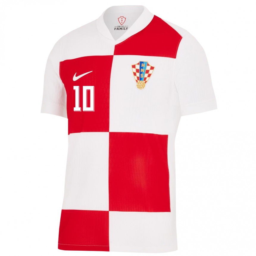 Kids Football Croatia Luka Modric #10 White Red Home Jersey 24-26 T-Shirt Za