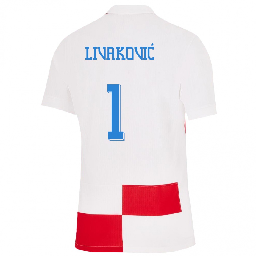 Kids Football Croatia Dominik Livakovic #1 White Red Home Jersey 24-26 T-Shirt Za