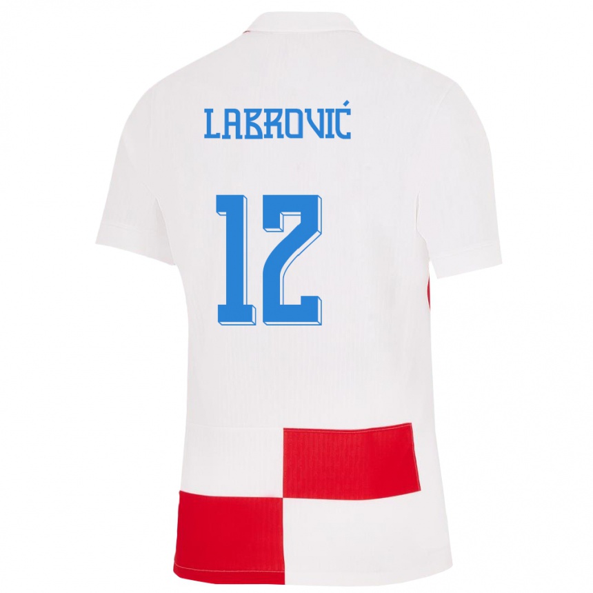 Kids Football Croatia Nediljko Labrovic #12 White Red Home Jersey 24-26 T-Shirt Za