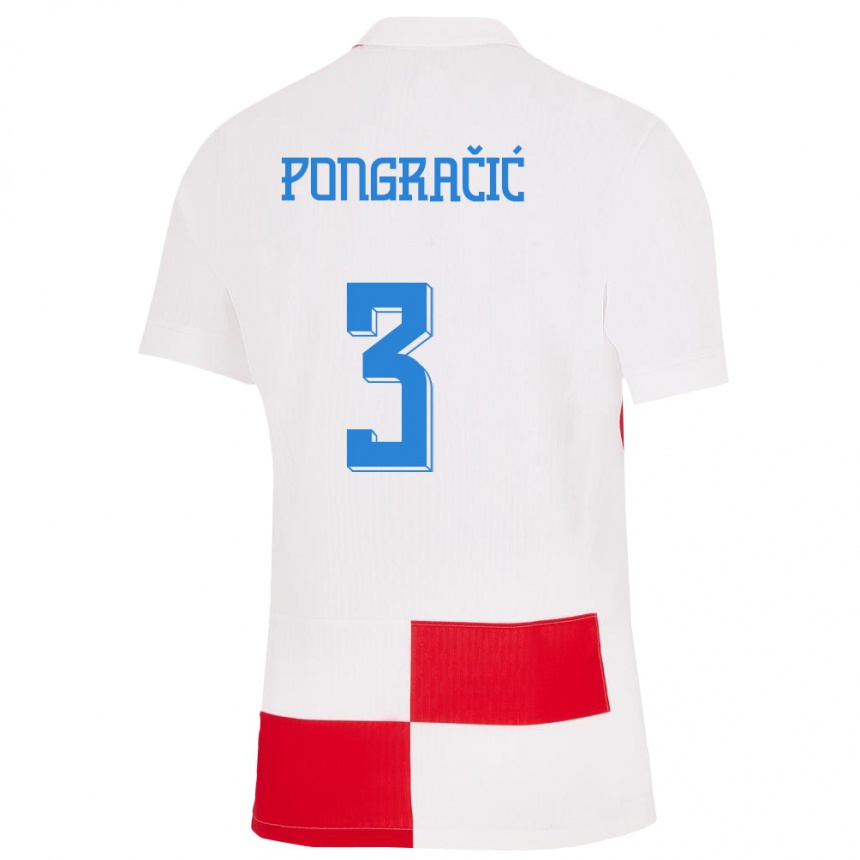 Kids Football Croatia Marin Pongracic #3 White Red Home Jersey 24-26 T-Shirt Za