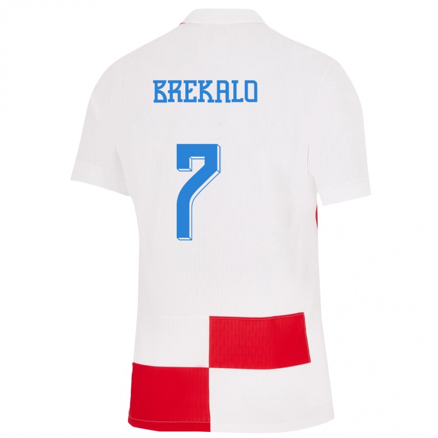 Kids Football Croatia Josip Brekalo #7 White Red Home Jersey 24-26 T-Shirt Za