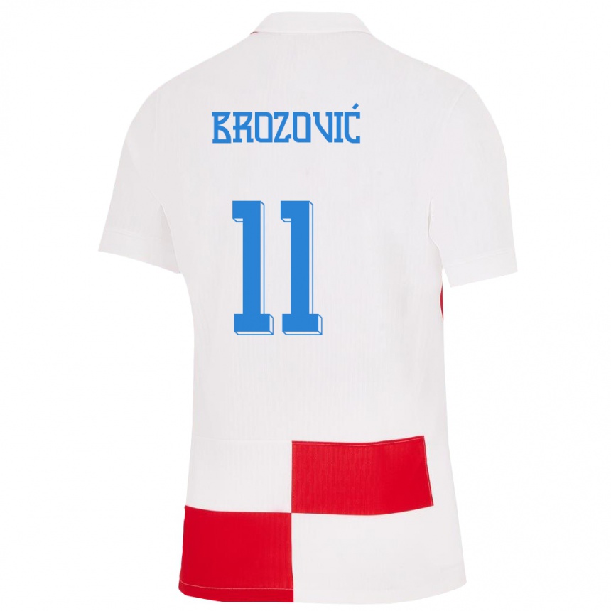 Kids Football Croatia Marcelo Brozovic #11 White Red Home Jersey 24-26 T-Shirt Za