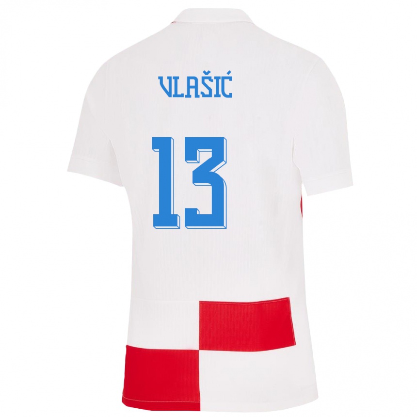 Kids Football Croatia Nikola Vlasic #13 White Red Home Jersey 24-26 T-Shirt Za